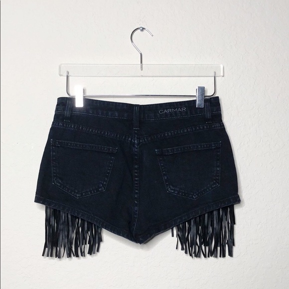 💕SOLD💕 Carmar Fringe High Rise Denim Shorts - Picture 2 of 8